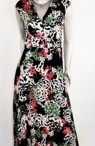 Navy floral print maxi dress
